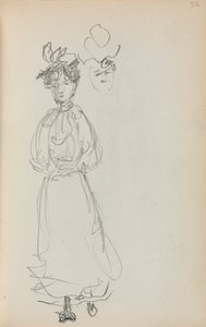 Szkicownik włoski: Stojąca kobieta, strona 52, 1898-1899. autorstwa Maurice Brazil Prendergast