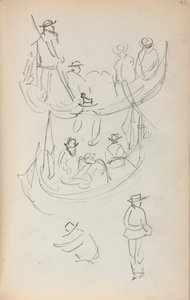 Szkicownik włoski: Dwie gondole z figurami, 1898-1899. autorstwa Maurice Brazil Prendergast