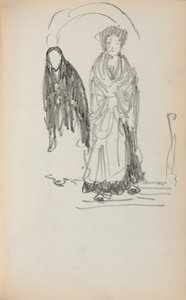Włoski szkicownik: Dwie stojące kobiety strona 123, 1898-1899. autorstwa Maurice Brazil Prendergast