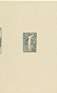 Ilustracja z nagą świętą stojącą pod drzewem w pobliżu wiersza ze zbioru wierszy Paula Verlaine Petit bois pour Sagesse L