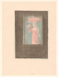 Młoda dziewczyna z kwiatami przed oknem autorstwa Maurice Denis