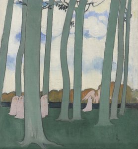 Krajobraz z zielonymi drzewami lub bukami w Kerduel, 1893. autorstwa Maurice Denis