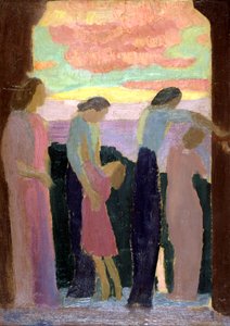 Marthe Denis i dzieci na balkonie, ok. 1900-1940 autorstwa Maurice Denis