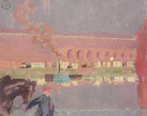 Wiadukt Pecq, widziany ze starego mostu w Pecq, ok. 1898 r. (obraz) autorstwa Maurice Denis