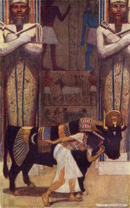 The Girl Wife and the Bata Bull z opowieści o Chłopie, który został królem, ilustracja z książki Donalda A. Mackenzie 