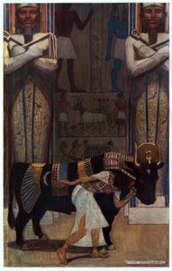 The Girl Wife and the Bath Bull, ilustracja z „Egyptian Myth and Legend”, opublikowanej przez Gresham Publishing, Co.