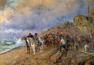Pierwszy Konsul Napoleon Bonaparte (1769-1821) odwiedza arsenał Boulogne Obraz Maurice