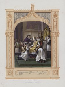 Przyjęcie do święceń (akwatinta) autorstwa Maurice Leloir