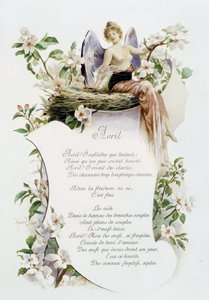 Kwiecień „Pieśń miesiąca” Jérôme Doucet, ilustracja - Maurice Leloir, ed. Reims 1904. L. Michaud autorstwa Maurice Leloir