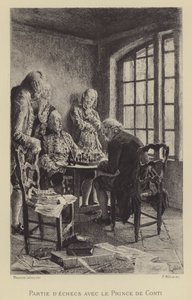 Gra w szachy z księciem Conti (wklęsłodruk) autorstwa Maurice Leloir