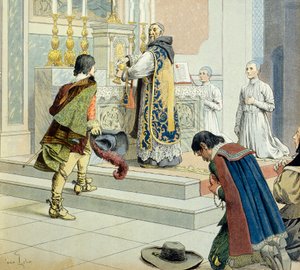 Historia Francji: Francois Leclerc du Tremblay powiedział, że Ojciec Józef (1577-1638) szara eminencja (powiernik i współpracownik) kardynała Richelieu (Armand Jean du Plessis) autorstwa Maurice Leloir