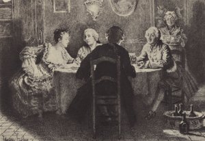 Ilustracja do księgi VIII Wyznań Jean-Jacques Rousseau (rycina) autorstwa Maurice Leloir