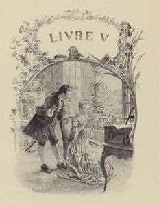 Ilustracja do księgi V Wyznań Jean-Jacques Rousseau (rycina) autorstwa Maurice Leloir