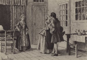 Ilustracja do księgi V Wyznań Jean-Jacques Rousseau (rycina) autorstwa Maurice Leloir