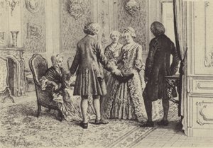 Ilustracja do księgi XI Wyznań Jeana-Jacquesa Rousseau (rycina) autorstwa Maurice Leloir