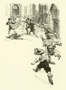 Ilustracja do Trzech Muszkieterów (rycina) autorstwa Maurice Leloir