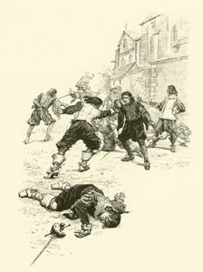 Ilustracja do Trzech Muszkieterów (rycina) autorstwa Maurice Leloir