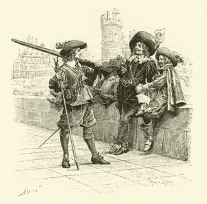 Ilustracja do Trzech Muszkieterów (rycina) autorstwa Maurice Leloir