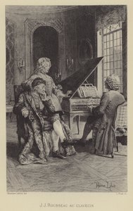 Jean-Jacques Rousseau przy klawesynie (wklęsłodruk) autorstwa Maurice Leloir