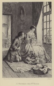 Jean-Jacques Rousseau w domu Madame Basile (wklęsłodruk) autorstwa Maurice Leloir