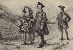 Jean-Jacques Rousseau w drodze z dwoma towarzyszami (wklęsłodruk) autorstwa Maurice Leloir