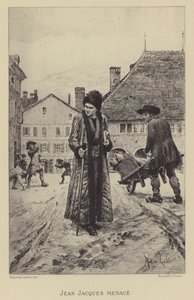 Jean-Jacques Rousseau zagrożony na ulicy (wklęsłodruk) autorstwa Maurice Leloir