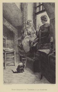 Jean-Jacques i Therese przy oknie (grawiura) autorstwa Maurice Leloir