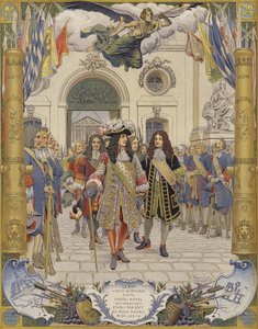 Król Ludwik XIV i otwarcie Hotelu Royal Des Invalides autorstwa Maurice Leloir