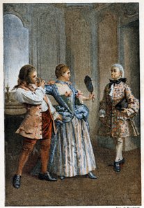 Le Miroir - w „Historii Manon Lescaut i kawalera Des Grieux” Abbe Prevosta (1697-1763), francuskiego pisarza. Grawerowanie według rysunków Maurice