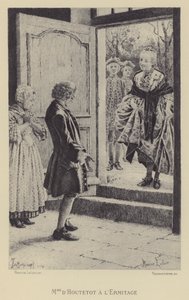 Madame de Houtetout w Ermitażu (Grawerowanie) autorstwa Maurice Leloir
