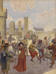 Mlle de Montpensier, w Bastylii, dowodząca ostrzałem armat armii króla Ludwika XIV autorstwa Maurice Leloir