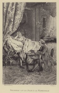 Rousseau czyta swoją powieść Julia do Marechale (grafika) autorstwa Maurice Leloir