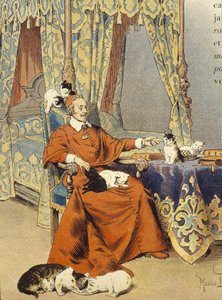 Kardynał bawi się ze swoimi kotami, które szczególnie kochał - w „Richelieu” Maurice