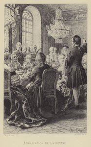 Wyjaśnienie motta (grawiura) autorstwa Maurice Leloir