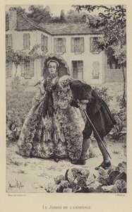 Ogród Ermitażu (grawiura) autorstwa Maurice Leloir