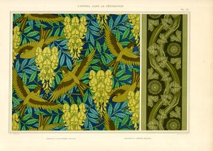 Ptaki z glicynią i jaszczurki z bluszczem (litografia) autorstwa Maurice Pillard Verneuil