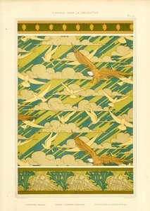 Kompozycja ozdobna z orłami i gołębiami (litografia) autorstwa Maurice Pillard Verneuil