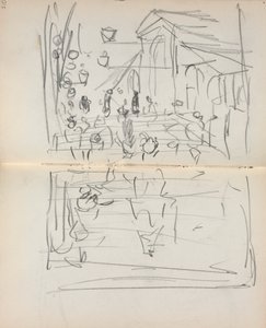 Włoski szkicownik: Most z figurami (strona 209 i 210) autorstwa Maurice Prendergast