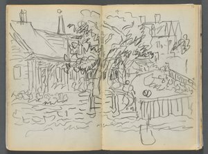Szkicownik - Hotel Granite Shore, Rockport, strona 052 i 53: Domy i ogrody autorstwa Maurice Prendergast