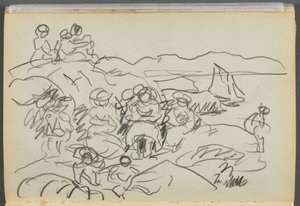 Szkicownik - Hotel Granite Shore, Rockport, strona 096: Pikniki autorstwa Maurice Prendergast