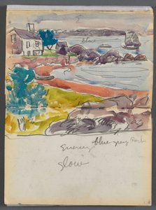 Szkicownik - The Granite Shore Hotel, Rockport, strona 138 i 139: "Wieczorny blask"
