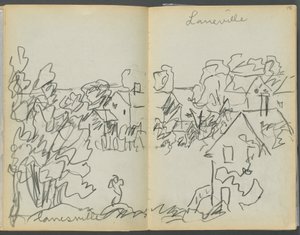 Szkicownik - The Granite Shore Hotel, Rockport, strona 144 i 145: "Lanesville" autorstwa Maurice Prendergast