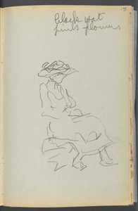 Szkicownik - Hotel Granite Shore, Rockport, strona 155: Siedząca kobieta z notatkami autorstwa Maurice Prendergast