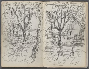 Szkicownik, The Dells, nr 127, strona 008 i 9: Krajobraz autorstwa Maurice Prendergast