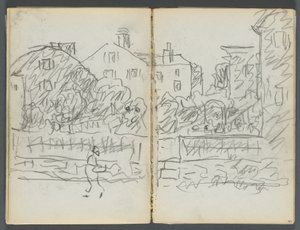 Szkicownik, The Dells, nr 127, strona 094 i 95: Village Street autorstwa Maurice Prendergast