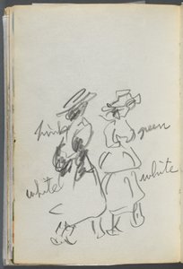 Szkicownik, The Dells, nr 127, strona 144: Dwie idące postacie z kolorowymi notatkami autorstwa Maurice Prendergast