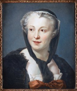 Portret powieściopisarza Francoise de Graffigny (1695-1758) par La Tour, Maurice Quentin de (1704-1788). Pastel na płótnie, format : 46,5x38, , Kolekcja prywatna autorstwa Maurice Quentin de La Tour