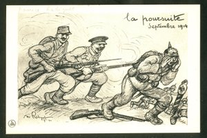 Pocztówka, satyryczna czarno-biała autorstwa Maurice Radiguet