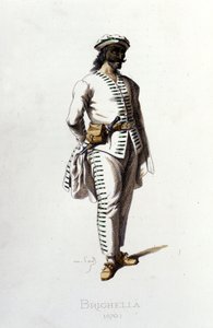 Postać Brighelli w 1570 roku. Maurice Sand „”Maski i błaznów”” Paryż XIX wiek. (Maurice Sand był synem George Sand). autorstwa Maurice Sand