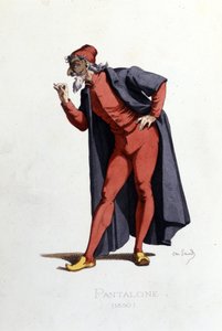 Kostium i postać teatralna: Pantalone (en fr. Pantalone, doctor) czerpie z „”Masques et bouffons”” (komedia włoska: Commedia dell